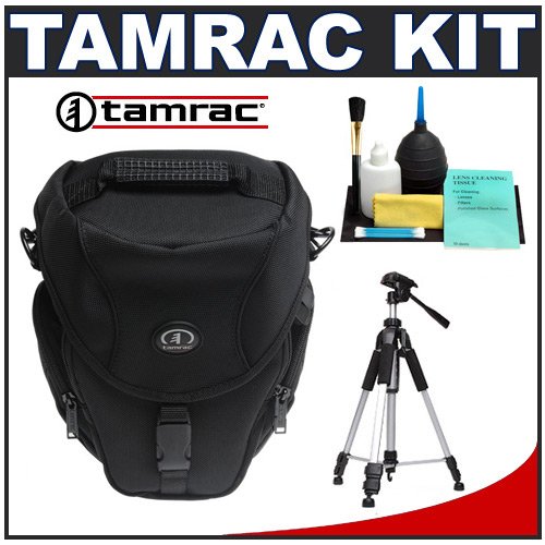 Tamrac 5625 Pro Digital Zoom 5 Digital SLR Camera Holster Bag (Black) + Tripod + Accessory Kit for Canon Rebel T3, T3i, T1i, T2i, EOS 60D, 5D, 7D, Nikon D3000, D3100, D5000, D5100, D7000, D300s, Olympus Evolt E-5, E-30, E-620 & Sony Alpha A560, A580, A33, A35, A55