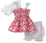 So La Vita Baby-girls Newborn Flower Print Smocked Dress with Shrug, Pink, 3 Months