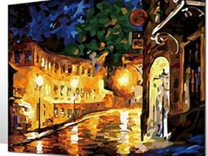 DiyOilPaintings Street Night Paint By Number Kits, 20"x16