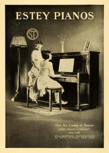 1920 Ad Estey Piano Co Logo Vintage Musical Instrument Woman Playing Antique - Original Print Ad