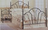 Black Metal Queen Size Bed - Headboard And Footboard With Spiral Finials