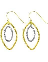 14 Karat Two-Tone Oval Layered Popcorn Dangle Earrings