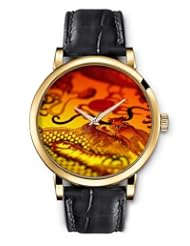 SPRAWL Aanalog Fashion Series Gold Ladies Watches of Genuine Black Leather Strap,Unique Wrist Watch for Women Girls Designed with Patterns of Chinese dragon