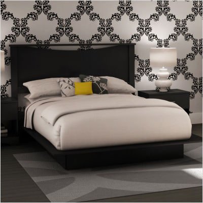 Bundle-57 Step One Platform Bed Full/Queen in Pure Black
