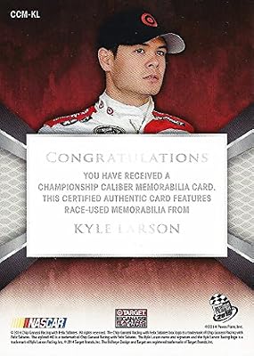 AUTOGRAPHED Kyle Larson 2015 Press Pass Racing CHAMPIONSHIP CALIBER (Dual Relic) Sheetmetal & Firesuit Memorabilia Signed Collectible NASCAR Trading Card with COA (#17 of only 25 produced!)
