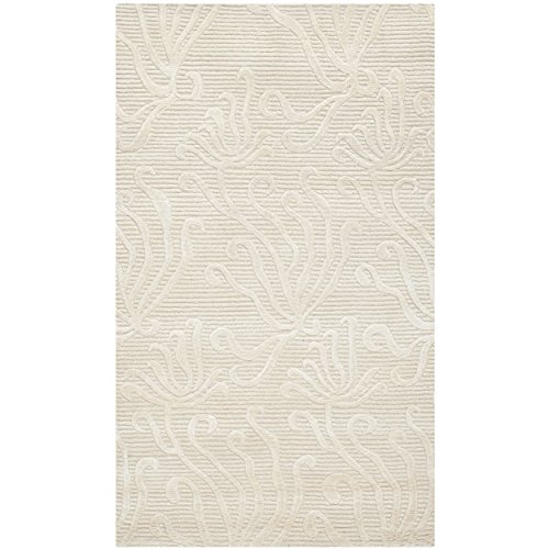 MARTHA STEWART x SAFAVIEH 2'6" x 4'3" Pearl MSR5424E Seaflora Silk & Wool Accent Rug