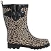 Capelli New York Shiny Baby Leopard Printed Ladies Short Sporty Body Rubber Rain Boot Grey Combo 10