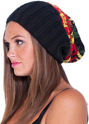 Silly Yogi Unisex rasta reggae slouchy winter hat-Rasta-One Size