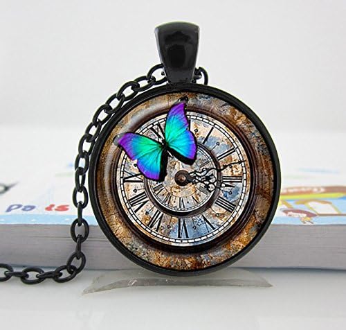 Pretty Lee 1 Pc Black Steampunk-Clock-Pendant-Steampunk-Watch-Necklace-Steampunk-Clock-Jewelry