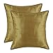 CaliTime Pack of 2 Silky Throw Pillow Covers Cases for Couch Sofa Bed Modern Light Weight Dyed Striped 18 X 18 Inches Gold