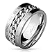STR-0488 Stainless Steel Chain Center with Bible Words Engraved Ring