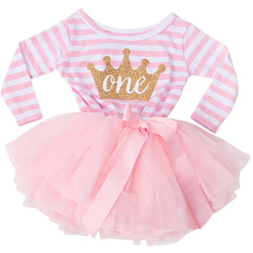 NNJXD Girl Shinny Stripe Baby Girl Sleeveless Printed Tutu Dress