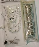 Set of Three Sterling Silver Plated Gita Anklet and One Dozen Toe Rings for New Brides and Teens