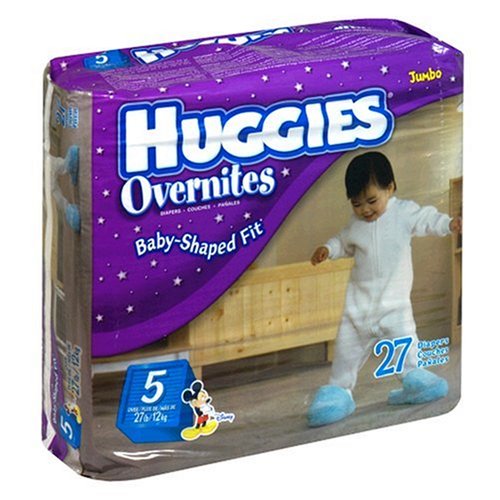 Huggies Overnites Diapers, Step 5 (27+ Lbs), 27-Count Packages (Pack of 2) (54 Diapers)