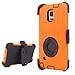 BENTOBEN Holster Case for Galaxy Note 4, Rotating Kickstand Belt Swivel Clip Hybrid Shockproof Rugged Silicone Case for Samsung Galaxy Note 4, Orange