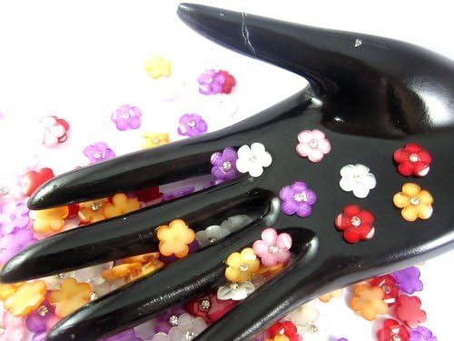 100Pcs Assorted DAISY Resin Flower Flatback - 12mm - with crystals swarovski Rhinestone beads - wholesale Lot supplies scrapbook jewelry crafts - embellishing Scrapbook Card weddings work hair clips headbands hats