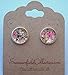 Silver-Tone Neon Pink Gold and Black Glitter Glass Stud Earrings 1/2