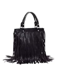 Beauty: 2012-2013 Woman lady or girl Black Leather Punk Tassel Fringe Handbag/ Shoulder Handle /Satchel /Purse/ Hobo Tote bags