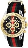 K&BROS Men's 9524-2 Ice-Time Stripe Chronograph Black and Red Watch