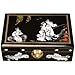 Handmade Black Lacquer & Mother Of Pearl Jewelry Box With Mirror - Fishing Among Lotus Flowers