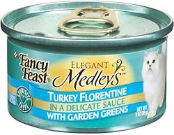 Fancy Feast Gourmet Cat Food, Turkey Florentine in Sauce with Garden Greens, 3-Ounce Cans (Pack of 24)