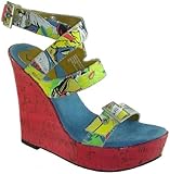 Luichiny Rene Women's Bright Multi Comics Sexy High Wedge Platform Wrap Sandals