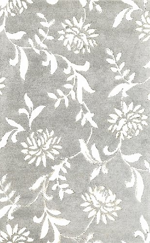 Florence 4557 Silver Floral Contemporary Design Transitional Area Rug