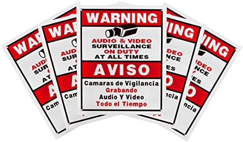 BV-Tech SIGN-E-5 Best Vision Security Surveillance CCTV Camera Warning Sign 5-Pack - Plastic - 12 x 16 - Outdoor (White)