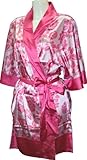 Urban Nights Pink Rose Short Satin Kimono Robe Wrap