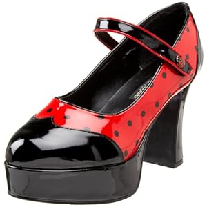 Funtasma by Pleaser Women's Lady-60 Mary Jane Pump,Black-Red Patent,10 M