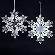 Pack of 24 Icy Crystal Iridescent Clear & Frosted Snowflake Christmas Ornaments