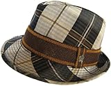 Christys' Crown Series Professor Plaid Spring Fedora Lightweight Cotton Summer Golf Punk Rock Trilby Surf Beach - Navy Blue