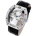 Rougois Automatic Skeleton Watch with Bridge Mechanical Movement Leather Band
