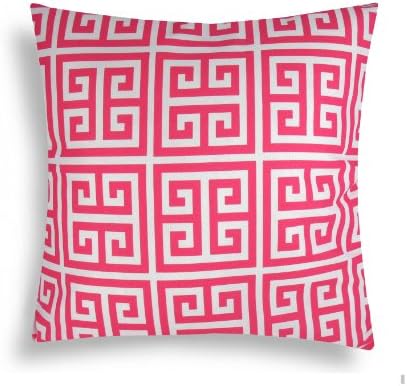 Domusworks Greek Key Pillow, Pink