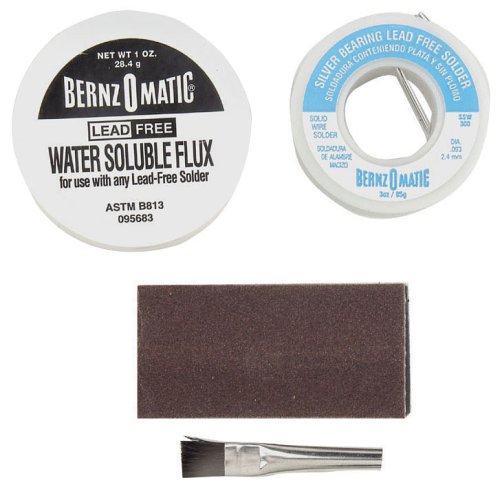 BERNZOMATIC SSW300PK 019639 3 oz. Solder Wire, 1 oz. Self Cleaning Soldering Paste Flux, Brush and Abrasive Cloth