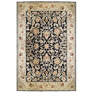 Gentry Hand-hooked Area Rug - Ivory Border with Black Center, 8' Round - Frontgate