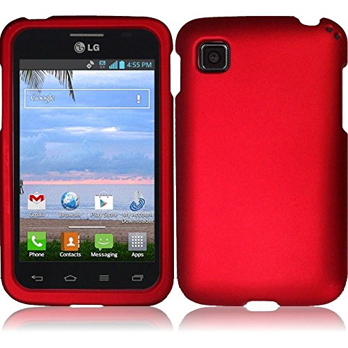 Chili Red Hard Case Cover Premium Protector for LG Optimus Dynamic II LG39C L39C (by Net 10 / Tracfone / Straight Talk) with Free Gift Reliable Accessory Pen