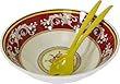 Set of Le Cadeaux Triple Weight Melamine 12 inch diameter Salad or Serving Bowl with Serving Utensils