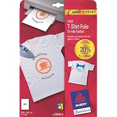 Avery Zweckform, C9405-5, 5 Blatt, T-Shirt Folie f�r helle Textilien, A4mm