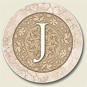 Click here to buy AutoCoaster ~ Monogram initial J ~ Tile Drink Coaster for car cupholder - code 577 by AbsorbaStone.