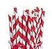 Red Striped Disposable Paper Straws (7.75”) 24 Pieces - Perfect for Parties, Events, and Everyday Use
