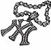 Chaîne de pendentif & CZ Stone du 3D NY Yankee Hip Hop Bling Combo - plaqué argent