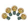 Set of 25 Gold LED G40 Tinsel Christmas Lights - Green Wire