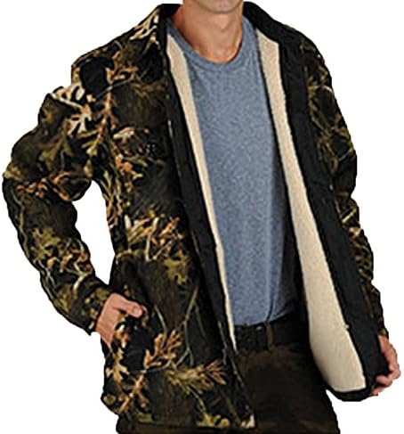 Woodland Trails Men's Heavy Warm Fleece Sherpa Lined Zip Up Buffalo Plaid Barn Jacket,Large,Oak Tree Camo