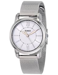 Timex Womens T2N679 Elevated Classics Dress Uptown Chic White Dial Mesh Bracelet Watch