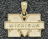 Michigan Wolverines Solid 14K Gold Block M 3/4 Pendant
