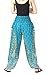 Rayon One Size Womens Smocked Waist Floral Peacock Baggy Harem Pants (Dark Green)