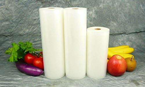 3 - Large FoodFreshing 4mil Commercial Grade Rolls Vacuum Sealer Food Storage Bags, One 8"x50' and Two 11"x50'