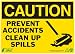 Zing Eco Safety Sign, Header "CAUTION", "PREVENT ACCIDENTS CLEAN UP SPILLS", 14" Width x 10" Length, Self Adhesive Eco-Poly, Black on Yellow (Pack of 1)