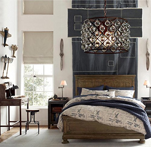 Best Buy Aiwen Crystal Glass Ball Wrought Iron Chandelier Pendant Light ( Bulbs not Included ) Black Large